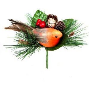 Premier Robin With Pine Cone Pick Christmas Decoration Premier Robin With Pine Cone Pick Christmas Decoration