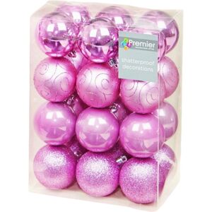 (One Size, Pink) Premier Assorted Designs Christmas Bauble (Pack of 24) (One Size, Pink) Premier Assorted Designs Christmas Bauble (Pack of 24)