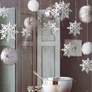 YOHOU Winter Christmas Hanging Snowflake Decorations, 12PCS 3D Large Silver Snowflakes YOHOU Winter Christmas Hanging Snowflake Decorations, 12PCS 3D Large Silver Snowflakes
