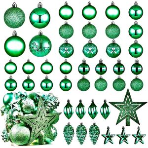 Premzo (Green) Xmas Tree Decorative Bauble Set Shatterproof Balls Star Ornaments Christ Premzo (Green) Xmas Tree Decorative Bauble Set Shatterproof Balls Star Ornaments Christ