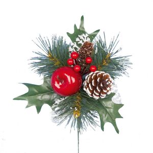 Premier Frosted Pine Cone & Apple Pick Christmas Decoration Premier Frosted Pine Cone & Apple Pick Christmas Decoration