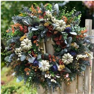 BGHONE (35cm) Charming Hydrangea & White Pumpkin Wreath - Perfect For Thanksgiving, Chr BGHONE (35cm) Charming Hydrangea & White Pumpkin Wreath - Perfect For Thanksgiving, Chr