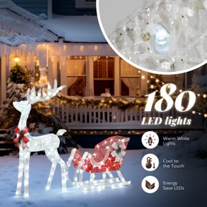 Unbranded 4ft Lighted Christmas Reindeer & Sleigh Outdoor Yard Decor w/ LED Lights Unbranded 4ft Lighted Christmas Reindeer & Sleigh Outdoor Yard Decor w/ LED Lights