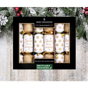 Harvey & Mason 6 Mini Gold Christmas Crackers Gold Star Glitter Party 8.5 Inch Harvey & Mason 6 Mini Gold Christmas Crackers Gold Star Glitter Party 8.5 Inch