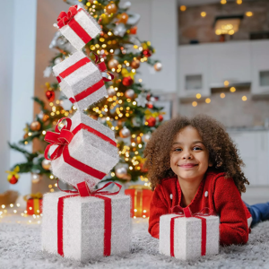 Unbranded 3ft Christmas 80 LED Lighted Gift Box Tower Pre-lit Stacked Xmas Present Boxes Unbranded 3ft Christmas 80 LED Lighted Gift Box Tower Pre-lit Stacked Xmas Present Boxes