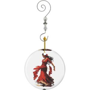 Famgem (Flamenco Girl-9448) Christmas Ornaments Ceramic Charm with Hook Crystal Handmad Famgem (Flamenco Girl-9448) Christmas Ornaments Ceramic Charm with Hook Crystal Handmad