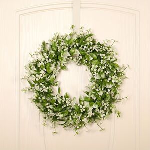 Unbranded Elegant Summer Faux White Leaf Babys Breath Floral Wreath For Rustic Decor Unbranded Elegant Summer Faux White Leaf Babys Breath Floral Wreath For Rustic Decor