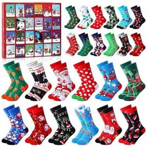 Unbranded (Style C 24pcs) 12/24Pairs Christmas Stocking Advent Calendar 12/24 Days Of Soc Unbranded (Style C 24pcs) 12/24Pairs Christmas Stocking Advent Calendar 12/24 Days Of Soc