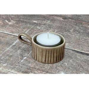East of India Grey Striped Tea Light Candle Holder East of India Grey Striped Tea Light Candle Holder