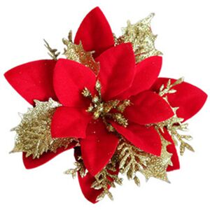 Unbranded (Red) 1PCS Glitter Poinsettia Artificial Christmas Flowers Unbranded (Red) 1PCS Glitter Poinsettia Artificial Christmas Flowers