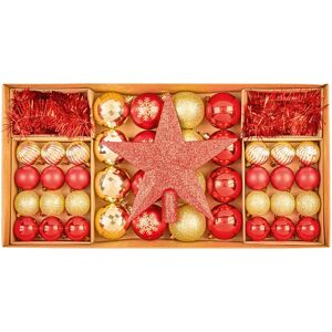 Premier Decorations (Red and Champagne Gold) Premier - 54 piece Shatterproof Multipack Baubles, Star Premier Decorations (Red and Champagne Gold) Premier - 54 piece Shatterproof Multipack Baubles, Star