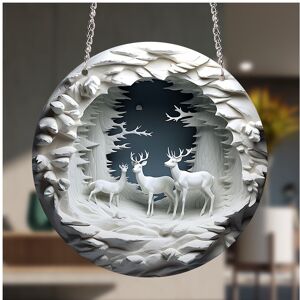 Maxpower (20cm, NO-5) Cross-border Round Acrylic Christmas Decoration 3D Reindeer Hanging Maxpower (20cm, NO-5) Cross-border Round Acrylic Christmas Decoration 3D Reindeer Hanging