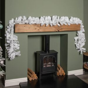 Premier Decorations Ltd 2.7m White Christmas Garland with PVC Branches - Indoor Snowy Winter Decor for F Premier Decorations Ltd 2.7m White Christmas Garland with PVC Branches - Indoor Snowy Winter Decor for F