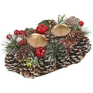 URBN Living (26cm - 2 Candles) Christmas Wreath Candle Holder with Pinecones & Berries Decor URBN Living (26cm - 2 Candles) Christmas Wreath Candle Holder with Pinecones & Berries Decor