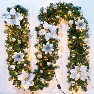 yao96266 ((White) ) Christmas garland with lights,2.7M Christmas Garland Decorations Illu yao96266 ((White) ) Christmas garland with lights,2.7M Christmas Garland Decorations Illu