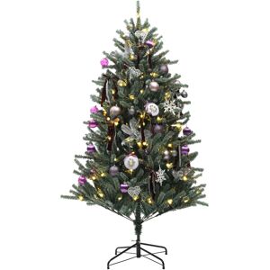 HOMCOM 6ft Artificial Prelit Christmas Tree w/ LED Lights, Purple Ornaments HOMCOM 6ft Artificial Prelit Christmas Tree w/ LED Lights, Purple Ornaments