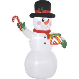 Outsunny 6FT Inflatable Snowman with Candy Cane and Gift Box for Party Outsunny 6FT Inflatable Snowman with Candy Cane and Gift Box for Party