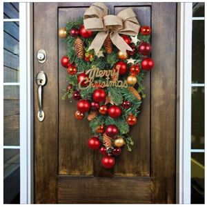 SKESRJTOP Christmas Wreath Garland Candy Cane Bow Ornament Xmas Front Door Wall Home Decor SKESRJTOP Christmas Wreath Garland Candy Cane Bow Ornament Xmas Front Door Wall Home Decor