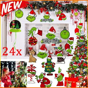 SKESRJTOP 24x Merry Christmas Grinch Ornaments Xmas Tree Hanging Decoration Figure Pendant SKESRJTOP 24x Merry Christmas Grinch Ornaments Xmas Tree Hanging Decoration Figure Pendant