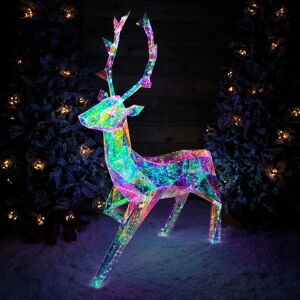 Samuel Alexander 1.4m Light up Standing Dreamlights Iridescent Christmas Stag with 600 White LEDs Samuel Alexander 1.4m Light up Standing Dreamlights Iridescent Christmas Stag with 600 White LEDs