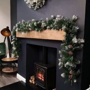 Samuel Alexander 2.7m Snow Flocked Christmas Garland with Pine Cones and Mixed Needles Samuel Alexander 2.7m Snow Flocked Christmas Garland with Pine Cones and Mixed Needles