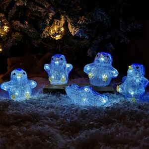 Samuel Alexander Set of 5 Acrylic Light Up LED Penguins Christmas Penguin Decorations Battery Pow Samuel Alexander Set of 5 Acrylic Light Up LED Penguins Christmas Penguin Decorations Battery Pow