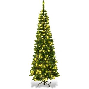 SHATCHI 4Ft/1.2M Pre Lit Artificial Green Slim Christmas Pencil Tree,172 Pointed Tips,10 SHATCHI 4Ft/1.2M Pre Lit Artificial Green Slim Christmas Pencil Tree,172 Pointed Tips,10