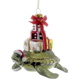 Kurt S Adler Kurt Adler 4"" Glass Turtle with Gift Ornament for Christmas Kurt S Adler Kurt Adler 4"" Glass Turtle with Gift Ornament for Christmas