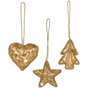 Carousel Home Set Of 3 Gold Christmas Tree Hanging Decorations 3-piece Tree Star Heart Chris Carousel Home Set Of 3 Gold Christmas Tree Hanging Decorations 3-piece Tree Star Heart Chris