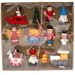 Carousel Home Set Of 12 Traditional Christmas Tree Ornaments 12-piece Wooden Hanging Tree De Carousel Home Set Of 12 Traditional Christmas Tree Ornaments 12-piece Wooden Hanging Tree De