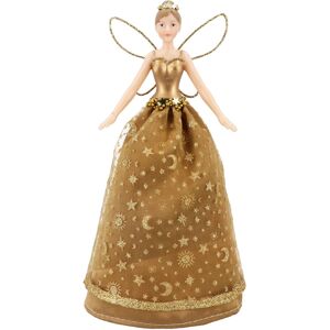 Carousel Home Gold Celestial Fairy Angel Christmas Tree Topper Sparkling White Fabric Tree T Carousel Home Gold Celestial Fairy Angel Christmas Tree Topper Sparkling White Fabric Tree T