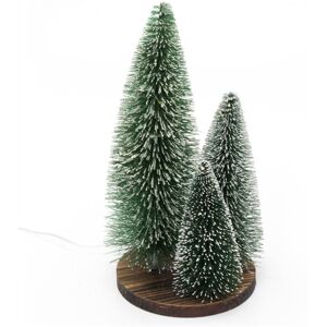 Carousel Home LED Bottle Brush Christmas Trees on Wooden Base Light-up Festive Snow-flocked Carousel Home LED Bottle Brush Christmas Trees on Wooden Base Light-up Festive Snow-flocked
