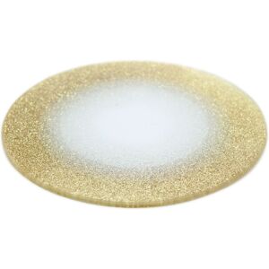 Carousel Round Glitter Glass Mirror Candle Plate Stand - Gold Sparkle Candles Coaster 15c Carousel Round Glitter Glass Mirror Candle Plate Stand - Gold Sparkle Candles Coaster 15c