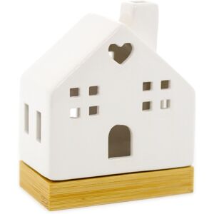 Carousel Home White Ceramic LED Christmas House Ornament On Bamboo Base Christmas Village Li Carousel Home White Ceramic LED Christmas House Ornament On Bamboo Base Christmas Village Li