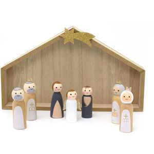 Carousel Home 7-Piece Wooden Nativity Scene with Mini Peg Figures & Stable Traditional Keeps Carousel Home 7-Piece Wooden Nativity Scene with Mini Peg Figures & Stable Traditional Keeps