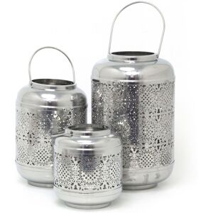 Carousel Home Set Of 3 Silver Metal Lanterns Hurricane Barrel Candle Lanterns Decorative C Carousel Home Set Of 3 Silver Metal Lanterns Hurricane Barrel Candle Lanterns Decorative C