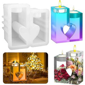 Unbranded (Heart Shape) 2pcs Candles Holder Resin Mold, Love Heart Candlestick Silicone Mo Unbranded (Heart Shape) 2pcs Candles Holder Resin Mold, Love Heart Candlestick Silicone Mo