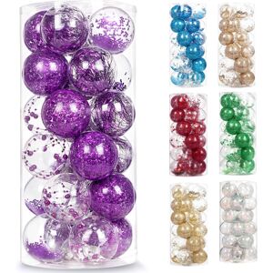AMS 2.76""/24ct Shatterproof Clear Plastic Christmas Ball Ornaments De AMS 2.76""/24ct Shatterproof Clear Plastic Christmas Ball Ornaments De