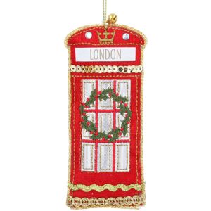 Carousel Home London Phone Box Bauble Luxury Fabric Christmas Tree Hanging Ornament - 11cm Carousel Home London Phone Box Bauble Luxury Fabric Christmas Tree Hanging Ornament - 11cm