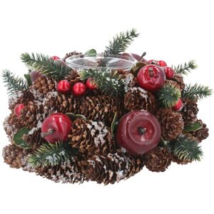 Carousel Home Christmas Tealight Candle Holder Pinecone & Fruit Wreath Centrepiece - 16cm Carousel Home Christmas Tealight Candle Holder Pinecone & Fruit Wreath Centrepiece - 16cm