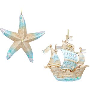 Carousel Home Under the Sea Christmas Bauble Set Starfish & Pirate Ship Hanging Ornaments Carousel Home Under the Sea Christmas Bauble Set Starfish & Pirate Ship Hanging Ornaments