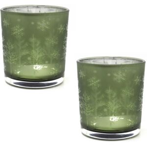 Carousel Home Pack of 2 Frosted Tree Christmas Tealight Holders Glass Candle Holders - 8cm Carousel Home Pack of 2 Frosted Tree Christmas Tealight Holders Glass Candle Holders - 8cm