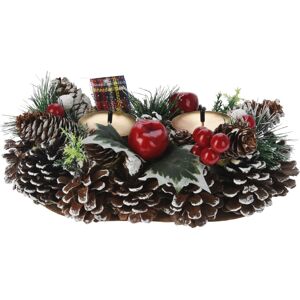 Carousel Home Christmas Wreath Double Candle Holder Berry & Pinecone Candle Holder - 25cm Carousel Home Christmas Wreath Double Candle Holder Berry & Pinecone Candle Holder - 25cm