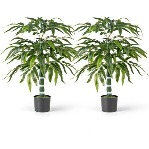 Costway 100cm Artificial Bamboo Tree Set of 2 Faux Greenery Plants Office-Green Costway 100cm Artificial Bamboo Tree Set of 2 Faux Greenery Plants Office-Green