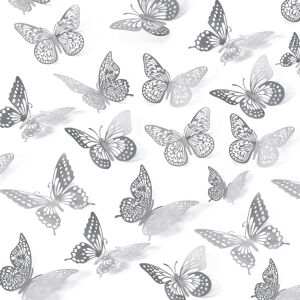 Unbranded 3D Silver Butterfly Wall Decor - 48pcs Metallic Paper Stickers Set (4 Styles, 3 Unbranded 3D Silver Butterfly Wall Decor - 48pcs Metallic Paper Stickers Set (4 Styles, 3