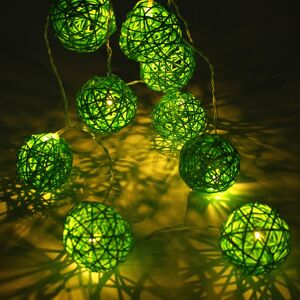 GreenZech (Green) Battery Powered 1.8M 10LEDs Rattan Ball Fairy String Lights for Christma GreenZech (Green) Battery Powered 1.8M 10LEDs Rattan Ball Fairy String Lights for Christma