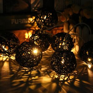 GreenZech (Black) Battery Powered 1.8M 10LEDs Rattan Ball Fairy String Lights for Christma GreenZech (Black) Battery Powered 1.8M 10LEDs Rattan Ball Fairy String Lights for Christma