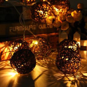 GreenZech (Brown) Battery Powered 1.8M 10LEDs Rattan Ball Fairy String Lights for Christma GreenZech (Brown) Battery Powered 1.8M 10LEDs Rattan Ball Fairy String Lights for Christma