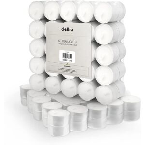 delka Unscented Tea Lights White - 50 Pack - Long-Lasting 8 Hour Burn Time - Smo delka Unscented Tea Lights White - 50 Pack - Long-Lasting 8 Hour Burn Time - Smo