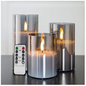 winwin Gray Glass Flameless Flickering Candle Light with Remote Control winwin Gray Glass Flameless Flickering Candle Light with Remote Control